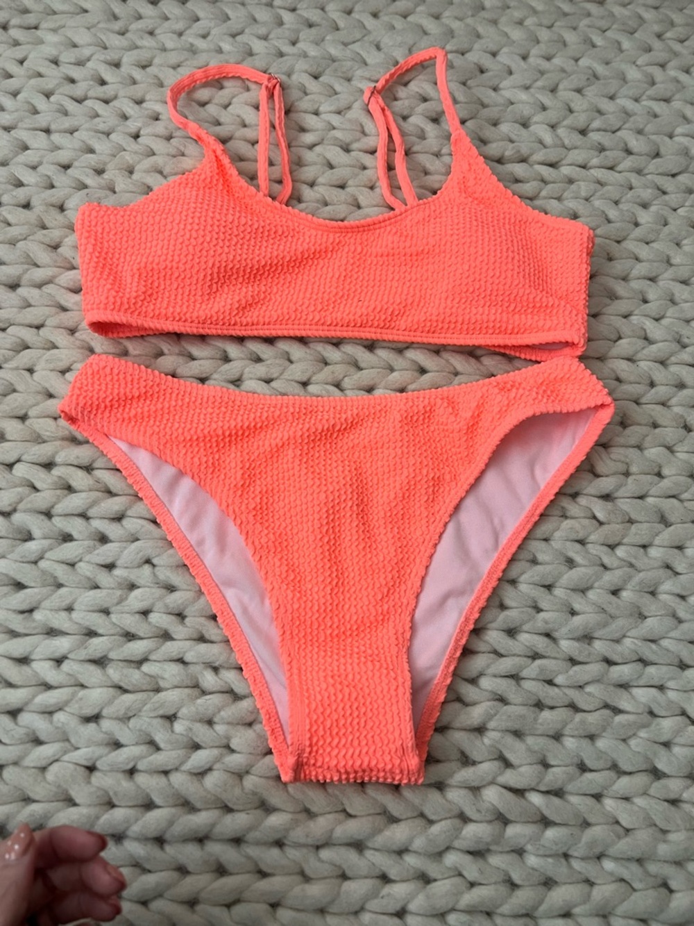 SHEIN Coral Textured Two-Piece Bikini